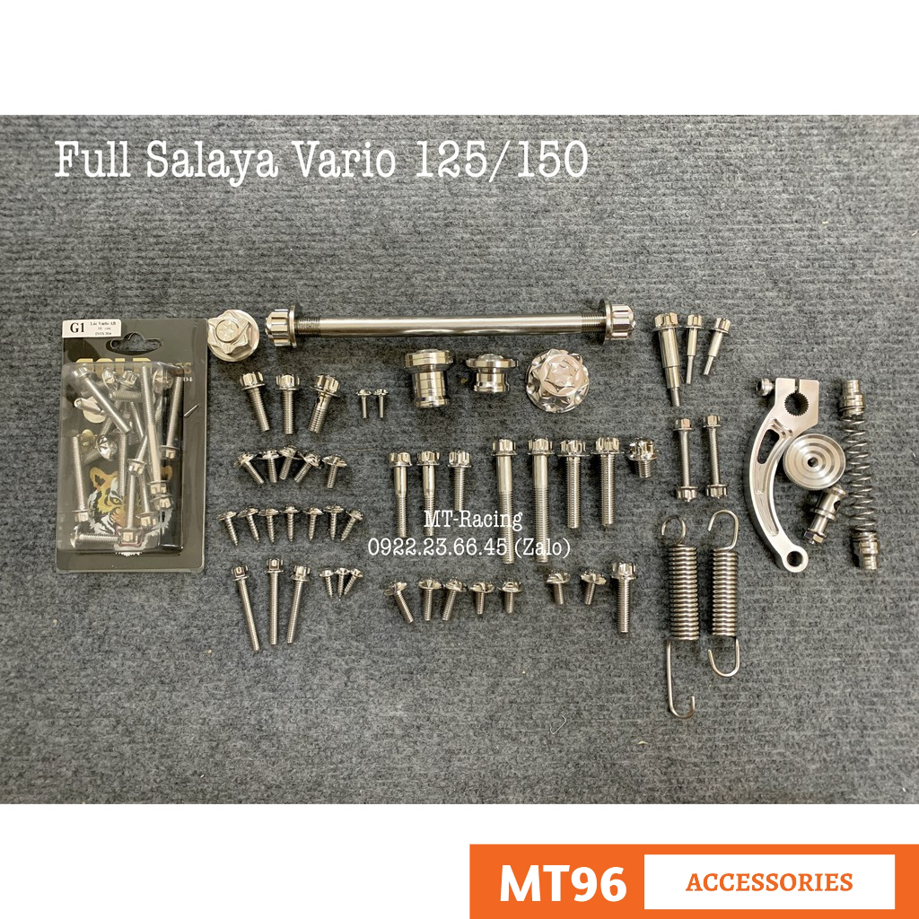 Full Ốc Salaya Vario 150 Chuẩn Inox 304 Không Gỉ Sét, Siêu Sáng