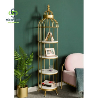 Kệ lồng chim 4 tầng khung thép sơn, ngăn gỗ trắng
