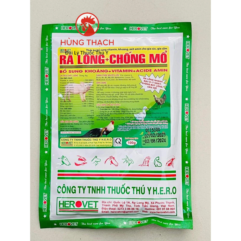RA LÔNG - CHỐNG MỔ 100gr bổ sung khoáng mọc lông gia cầm gà đá [ hsd 2024]