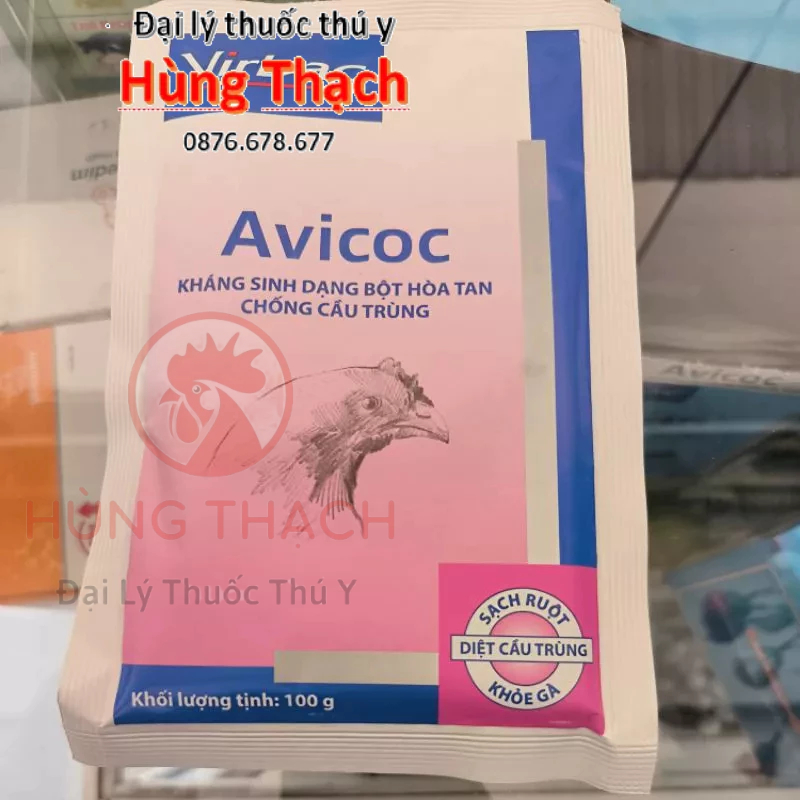 Avicoc Pháp 100gr  cầu trùng gà, phân máu, phân sáp gà chăm sóc vật nuôi