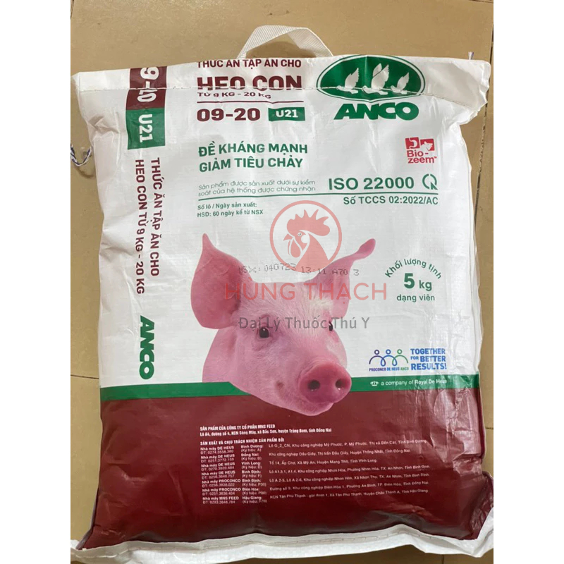 túi 5kg Anco thức ăn hỗn hợp + men tiêu hóa cho heo con 9-20kg,giúp vỗ béo gà,dê,bò,dúi,thỏ bị ốm tăng cân