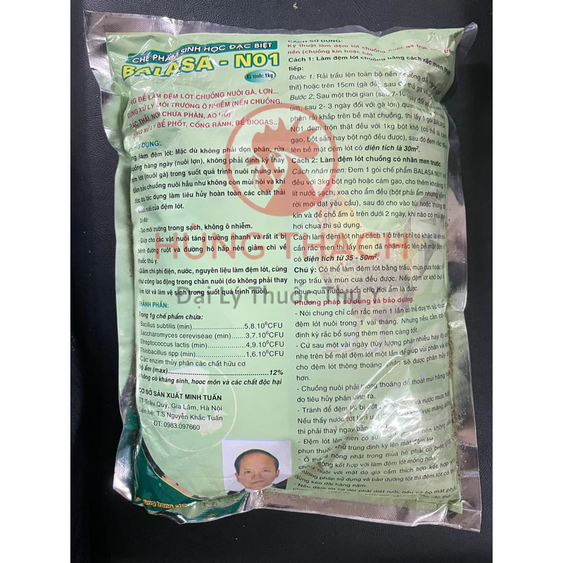 Balasa N01 bịt 1kg đệm lót sinh học nền chuồng nuôi gà, lợn giảm mùi hôi, ít dọn dẹp vệ sinh