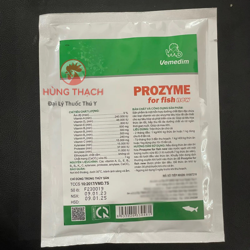 PROZYME FOR FISH 1 kg, 100g men tiêu hoá thuỷ sản cho cá kiểng, cá koi, ,tôm,baba,ếch và lươn