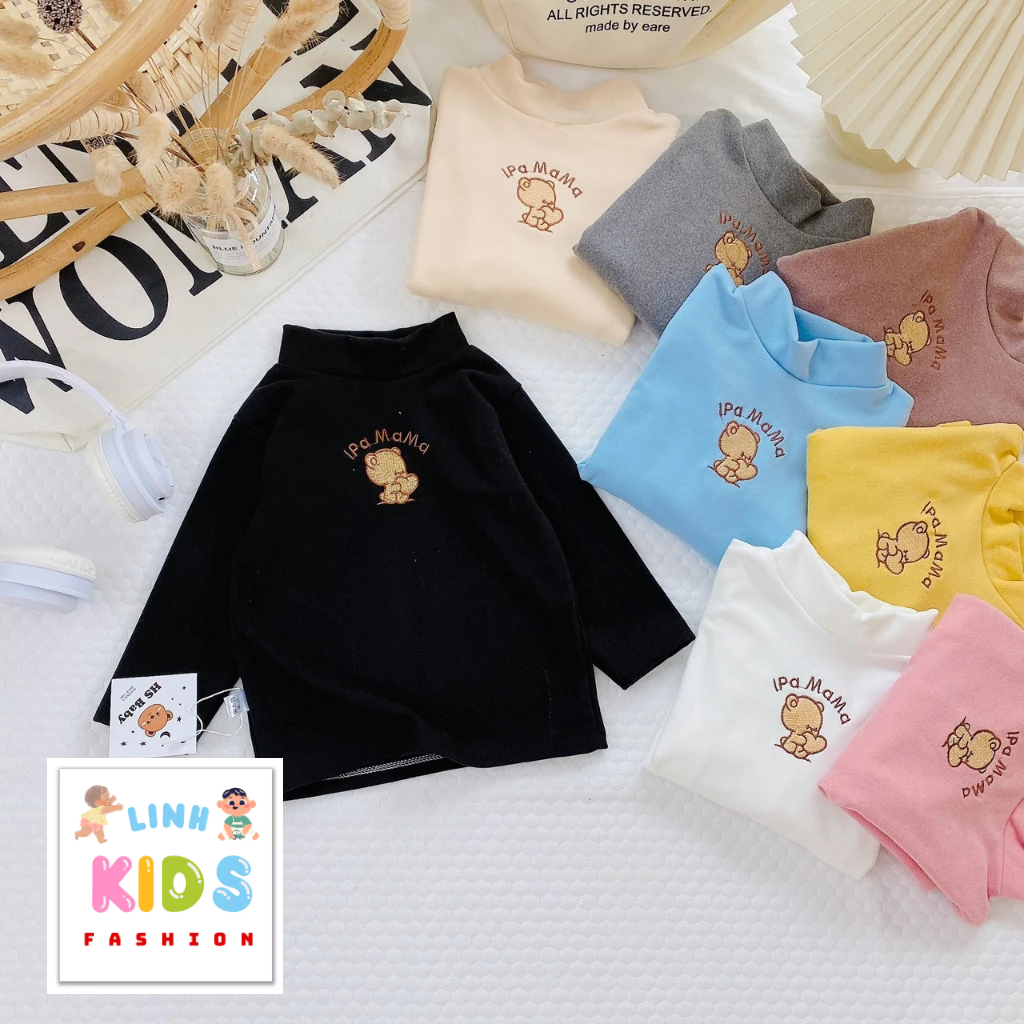 Áo giữ nhiệt lông nhung thêu gấu cho bé form 6-16kg A3