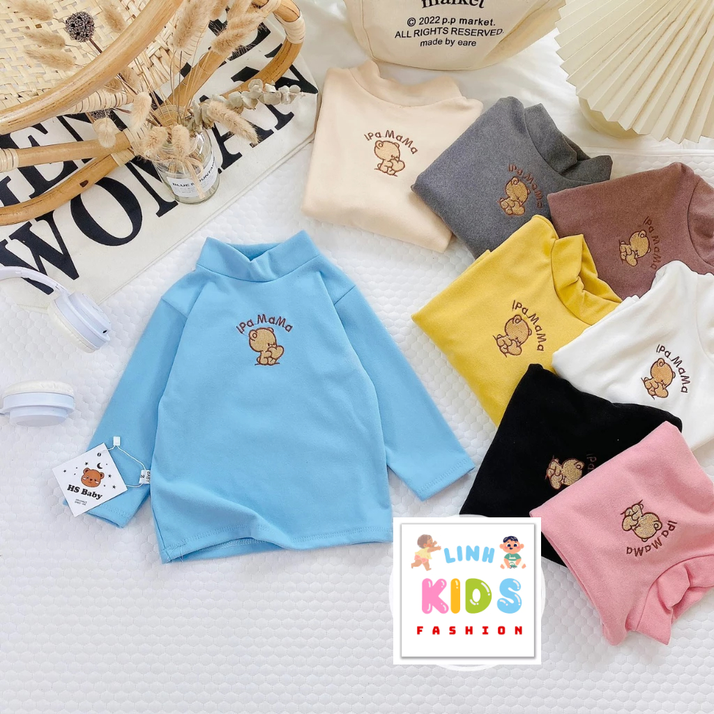 Áo giữ nhiệt lông nhung thêu gấu cho bé form 6-16kg A3