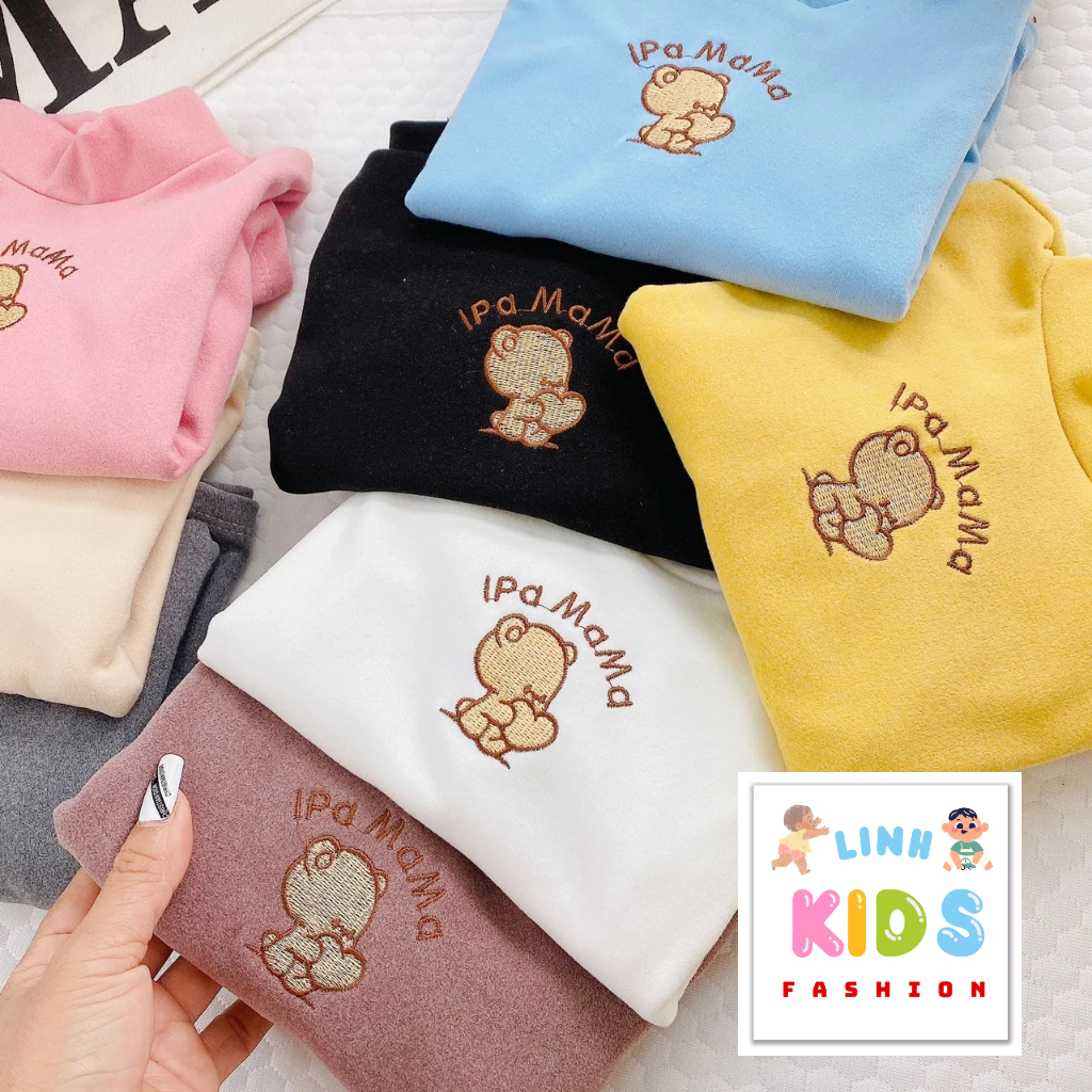 Áo giữ nhiệt lông nhung thêu gấu cho bé form 6-16kg A3