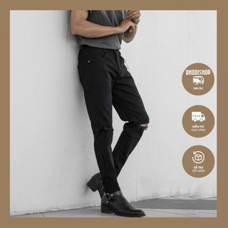 Quần jeans rách gối màu đen nam np15 rhodi