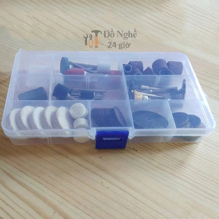 Bộ phụ kiện máy khoan mài cắt khắc đánh bóng mini 105 chi tiết hàng hộp cao cấp đẹp từ đầu đến chân