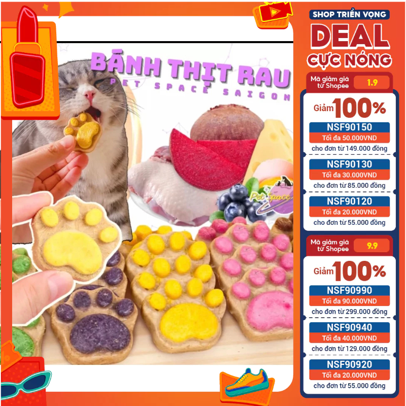 Bánh thịt xay sấy khô phù hợp vs chó mèo hamster mọi lứa tuổi