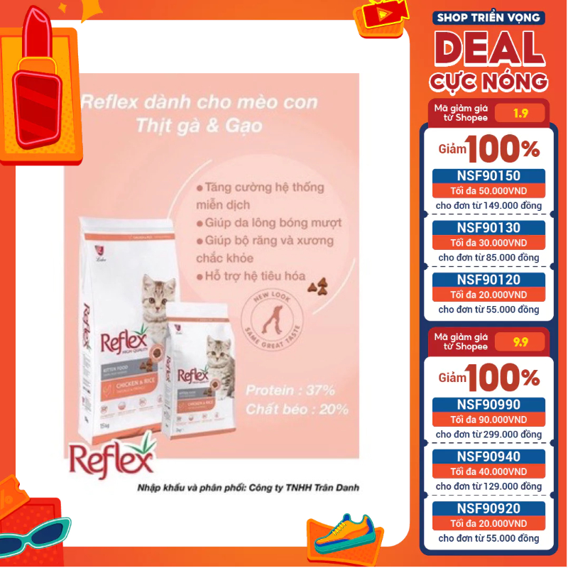 Thức ăn hạt cho mèo con vị thịt gà và gạo - Reflex Kitten Cat Food Chicken & Rice (chiết lẻ 1kg)