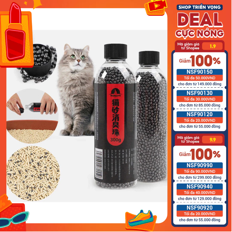 Hạt khử mùi than hoạt tính dành cho cát vệ sinh cho mèo 300g