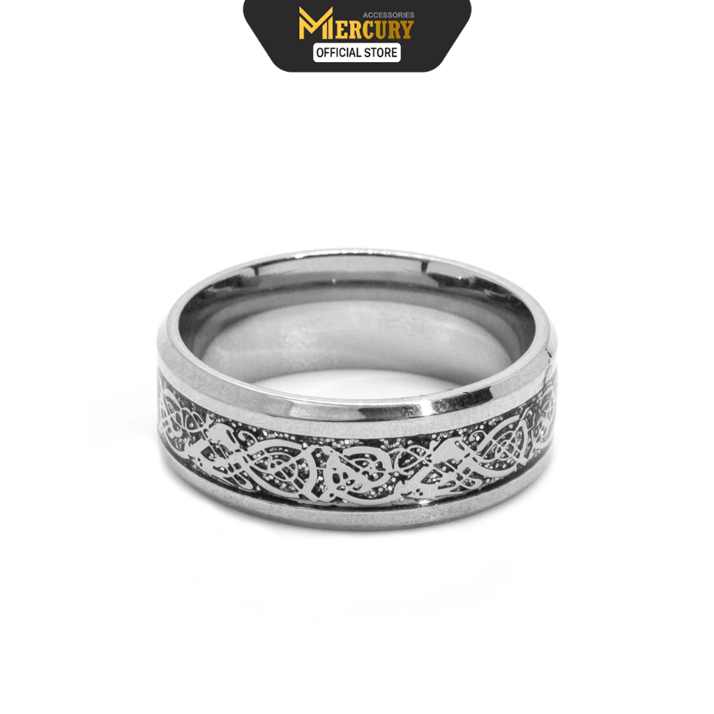 Nhẫn thời trang nam nữ Titan vĩnh cửu cao cấp Mercury Dragon Silver