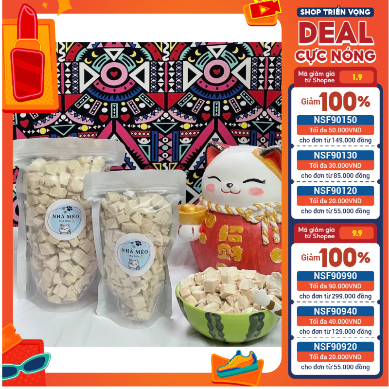 Gói 500G khô gà viên sấy lạnh 500g cho chó mèo loại 1