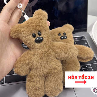 Móc khoá gấu bông teddy mrbean lông mịn có tiếng kêu