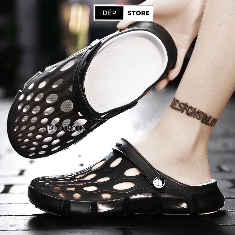Giày sục cross sandal nhựa đi mưa bít mũi Nam 𝐢𝐃É𝐏 𝐆𝐋𝟎𝟑𝟖 nhựa EVA siêu nhẹ êm chân lỗ tổ ong thoáng khí siêu bền