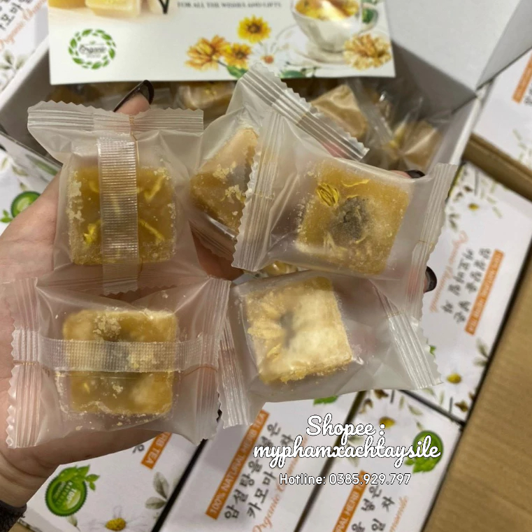 HỘP 1KG - Trà Hoa Cúc Đường Phèn Mật Ong Natural Herb Tea Hàn Quốc
