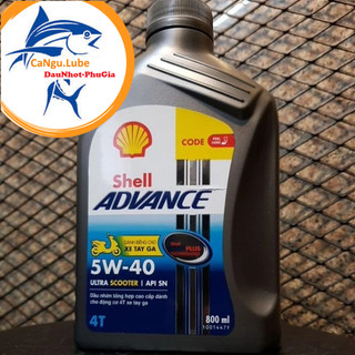 Nhớt cho xe tay ga Shell advance ultra scooter 5W40 cao cấp, nhớt tổng hợp chai 0.8 lít