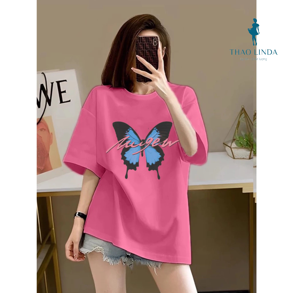 Áo thun nữ, áo phông nữ form vừa in hình con bướm dễ thương, chất liệu vải thoáng mát thích hợp mặc hàng ngày
