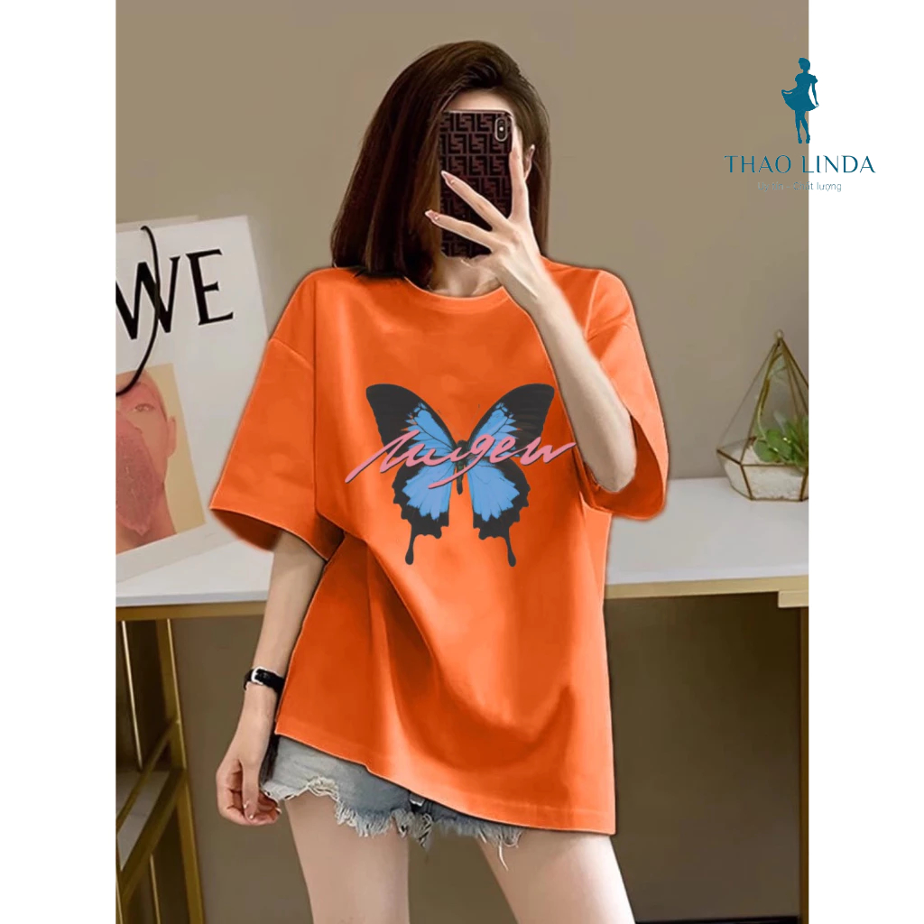 Áo thun nữ, áo phông nữ form vừa in hình con bướm dễ thương, chất liệu vải thoáng mát thích hợp mặc hàng ngày