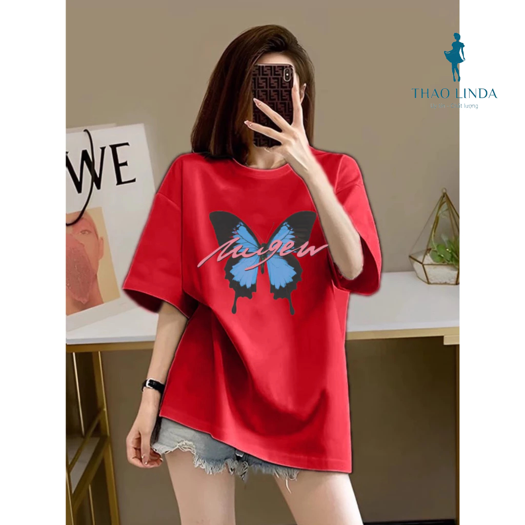 Áo thun nữ, áo phông nữ form vừa in hình con bướm dễ thương, chất liệu vải thoáng mát thích hợp mặc hàng ngày