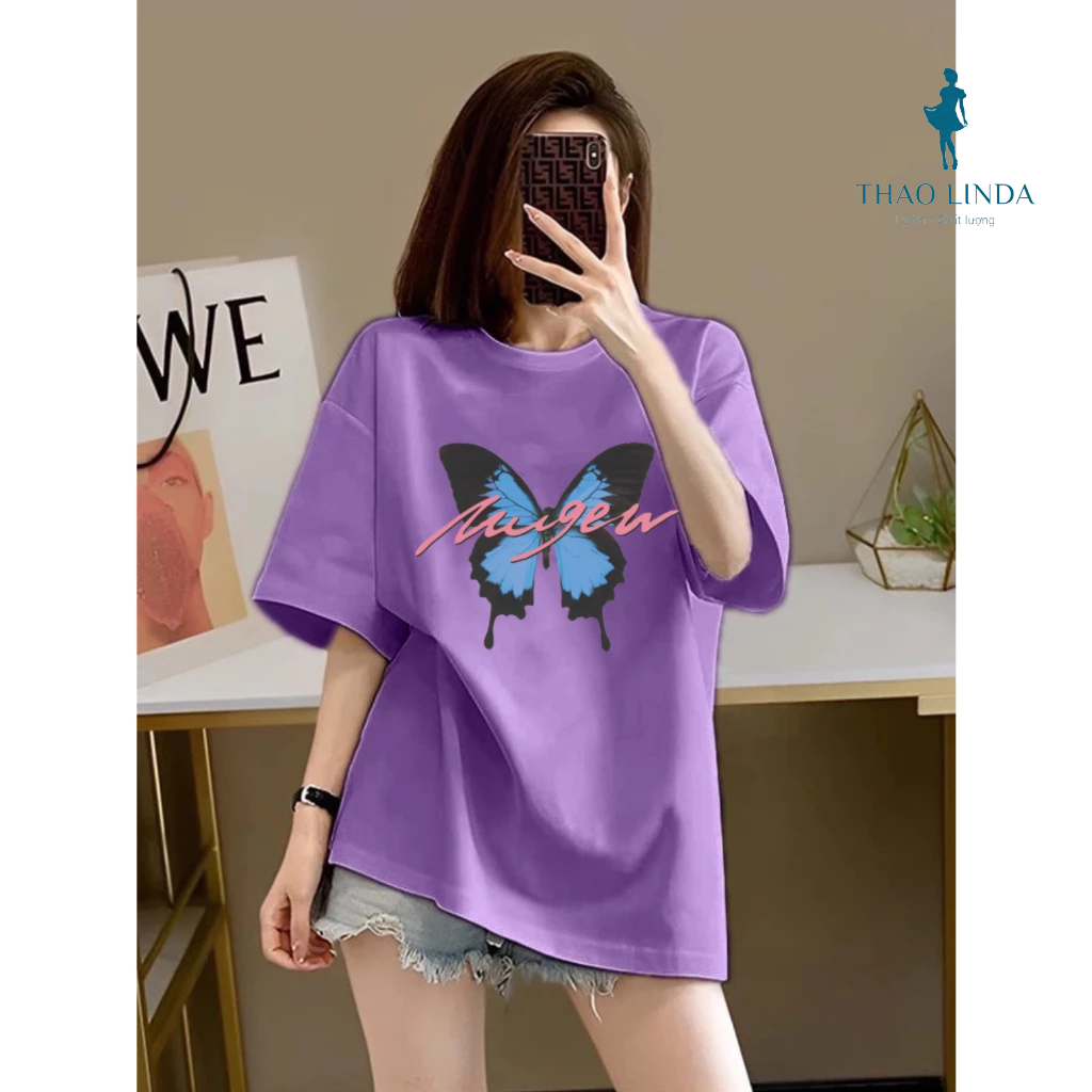 Áo thun nữ, áo phông nữ form vừa in hình con bướm dễ thương, chất liệu vải thoáng mát thích hợp mặc hàng ngày