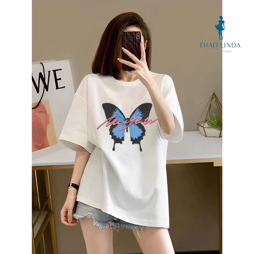 Áo thun nữ, áo phông nữ form vừa in hình con bướm dễ thương, chất liệu vải thoáng mát thích hợp mặc hàng ngày