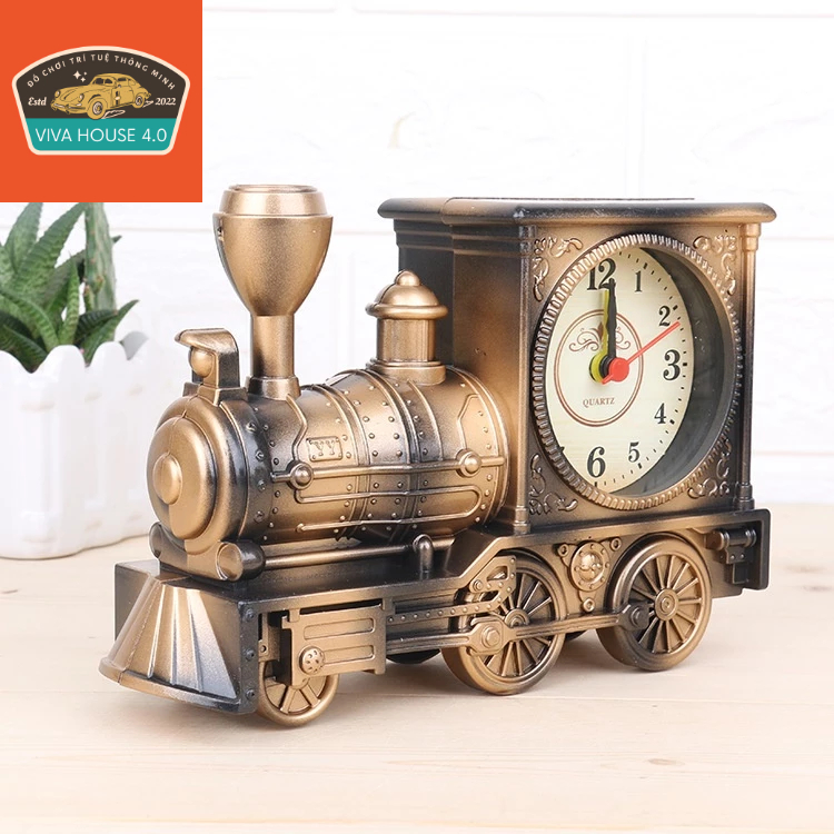 Đồng hồ báo thức mô hình tàu lửa, phong cách cổ điển, xem giờ, làm quà tặng lưu niệm, trang trí phòng, bàn làm việc