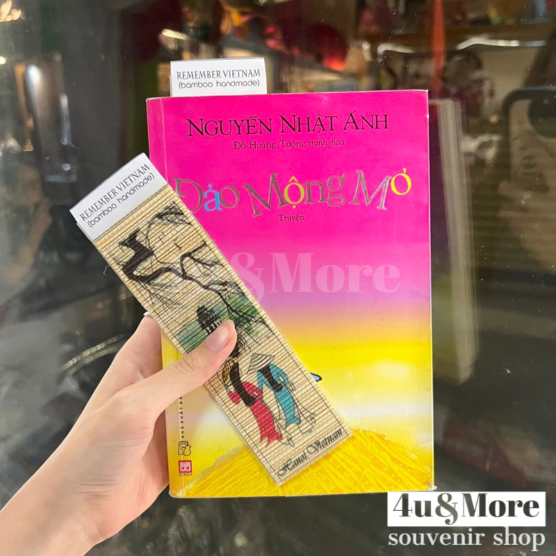 Kẹp sách mành tre phong cảnh Việt Nam