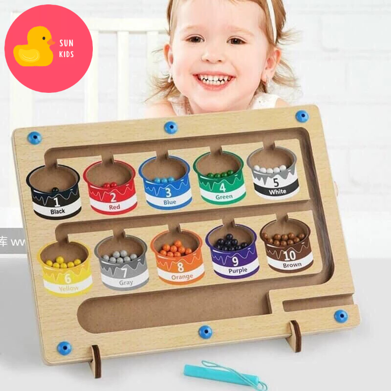 BẢNG GỖ MONTESSORI PHÂN BIỆT MÀU SẮC VÀ SỐ ĐẾM CHO BÉ