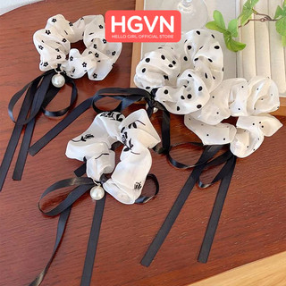  Dây Chun Thun Buộc Tóc Duy Băng Đính Ngọc Nhân Tạo Nhiều Họa Tiết Vintage Dễ Thương HGVN Phong Cách Pháp Dành Cho Nữ 