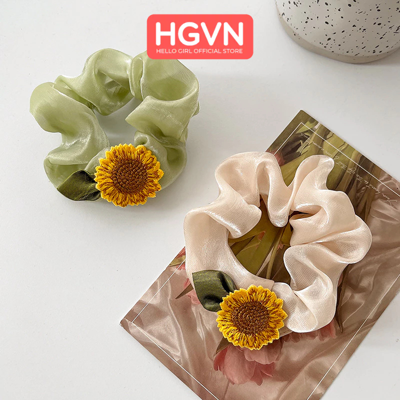 Dây Chun Thun Buộc Tóc Scrunchies Hoa Hướng Dương Hương Mùa Hè HGVN Phong Cách Hàn Quốc Dành Cho Nữ