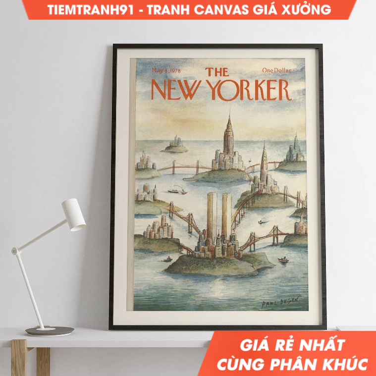 Tranh treo tường, New Yorker Magazine Cover Poster May 8, 1978 Paul Degen, Mid Century Wall Art, Vin