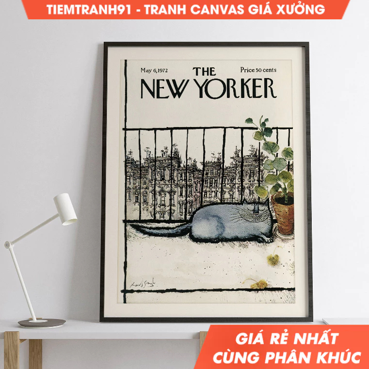 Tranh treo tường, New Yorker Magazine Cover Poster May 6, 1972 Ronald Searle, Mid Century wall art, 