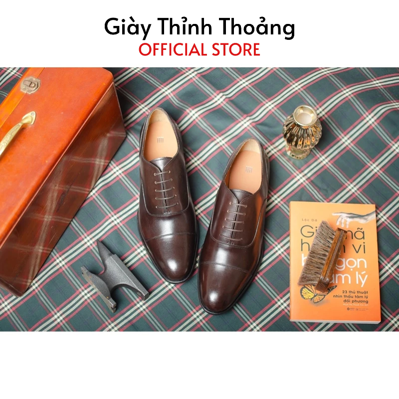 Giày Tây Nam Công Sở Kiểu Dáng Oxford Khâu Thủ Công Chất Liệu Da Bê Nhập Khẩu Cao Cấp (D 008)