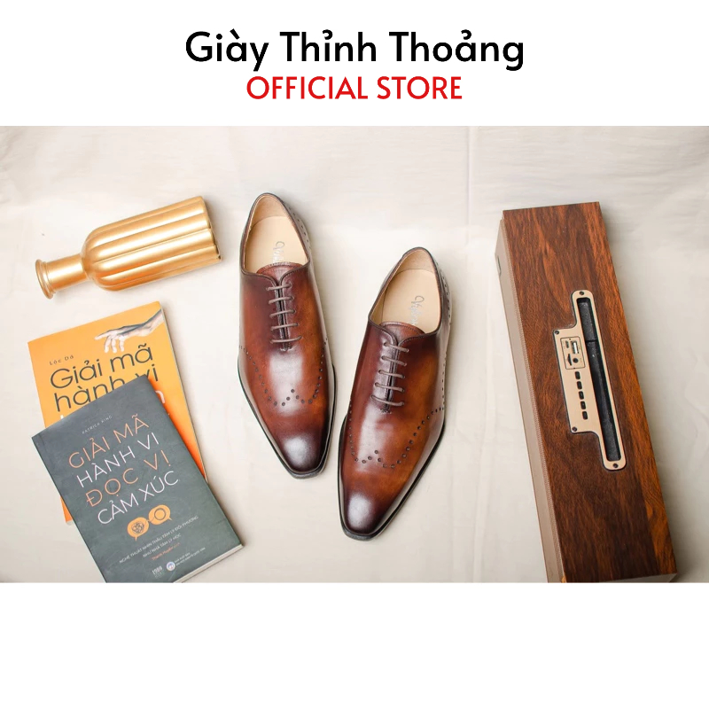 Giày Tây Nam Kiểu Dáng Oxford Khâu Thủ Công Chất Liệu Da Bê Nhập Khẩu Cao Cấp (VH 02)