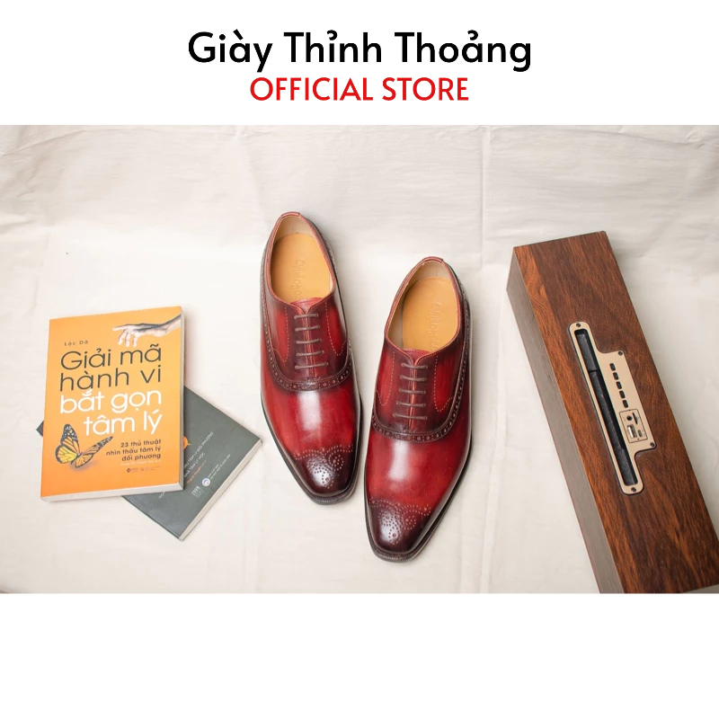 Giày Tây Nam Buộc Dây Kiểu Dáng Oxford Thời Trang Chất Liệu Da Bê Nhập Khẩu Cao Cấp (VH 24)