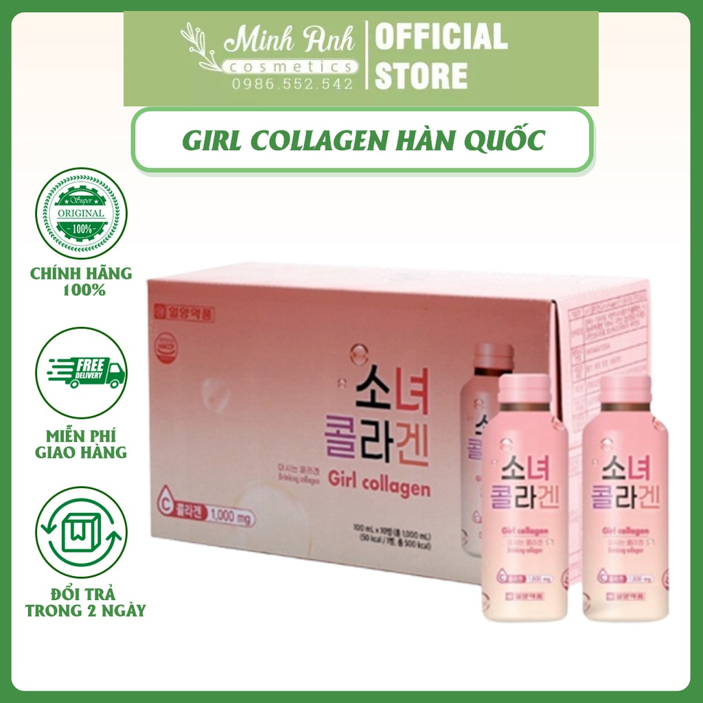 Nước Uống Collagen Phạm Hà Cosmetic - Girl Collagen Hàn Quốc 100ml x 10 Lọ Nước Uống Làm Đẹp Da