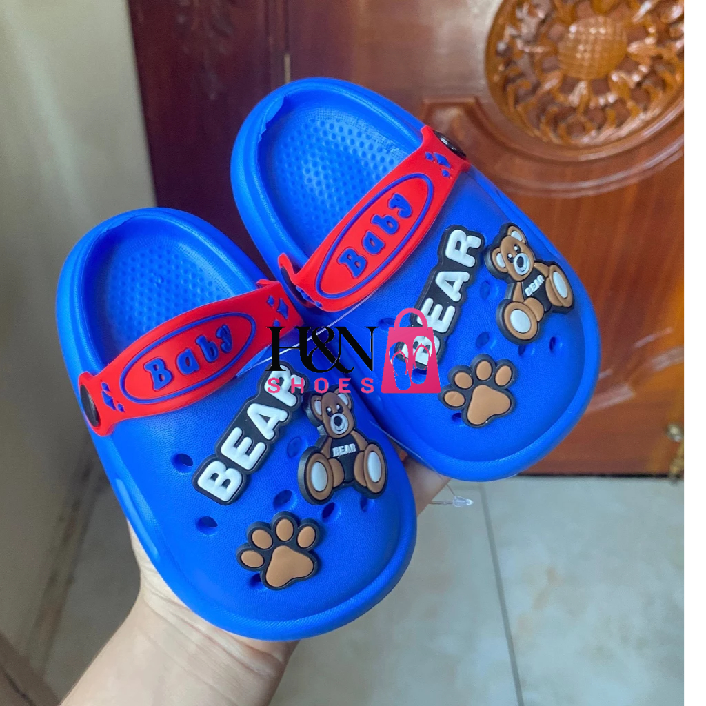 Dép sục cho bé trai bé gái hình gấu BEAR, sục cross siêu nhẹ chống trơn trượt an toàn cho bé