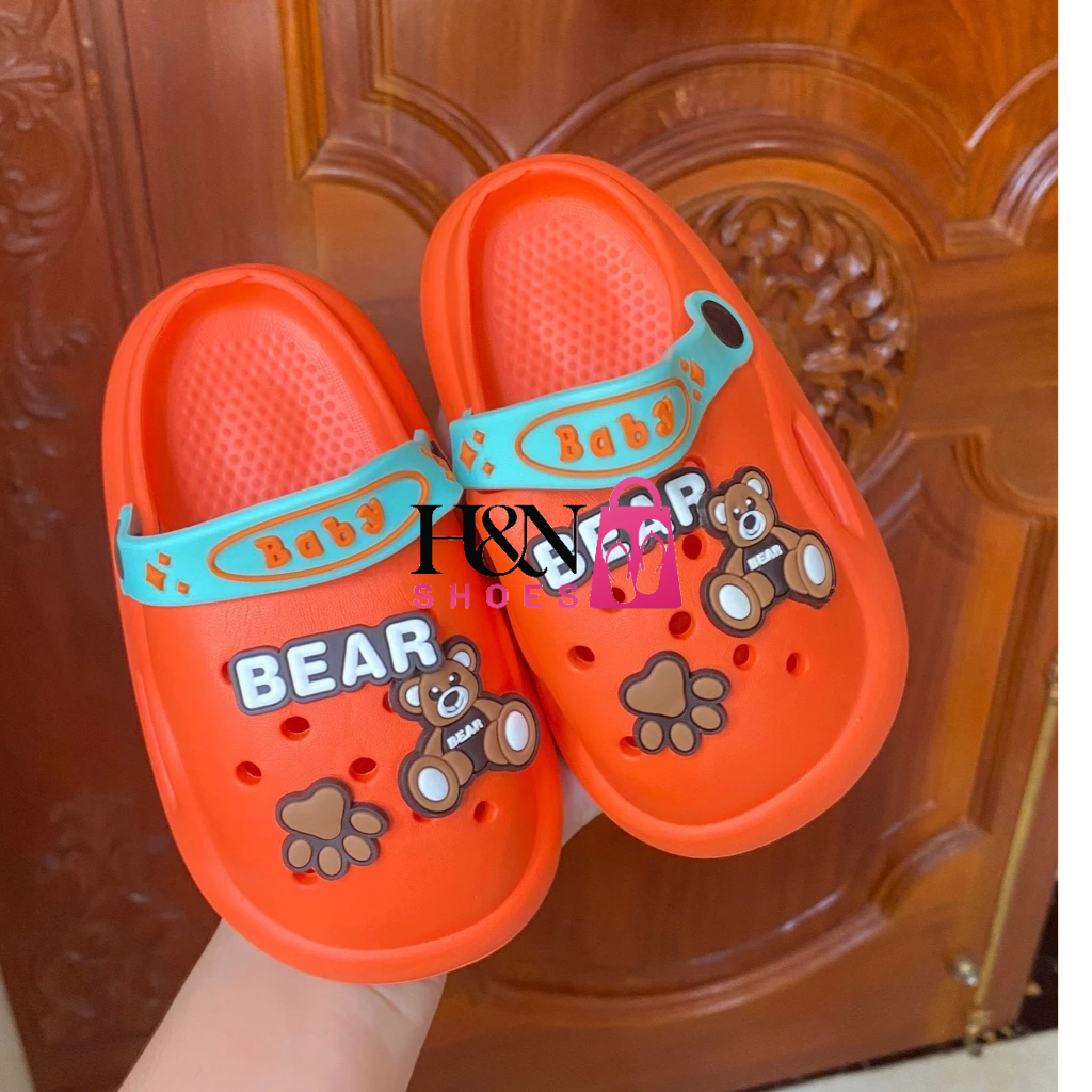 Dép sục cho bé trai bé gái hình gấu BEAR, sục cross siêu nhẹ chống trơn trượt an toàn cho bé