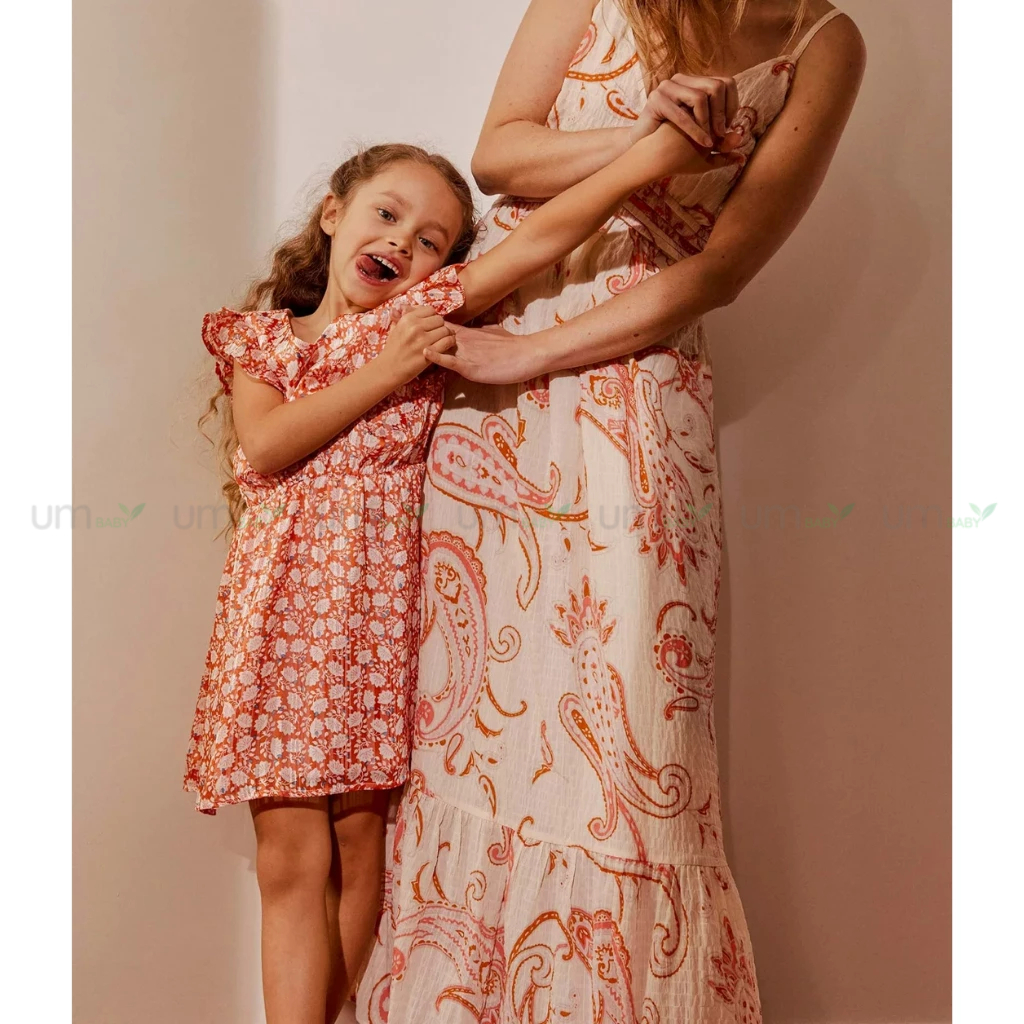 Váy bé gái mùa hè dáng vintage GEM0 họa tiết hoa lấp lánh sequin 4-6 tuổi  đầm xuất dư bé gái váy đầm trẻ em