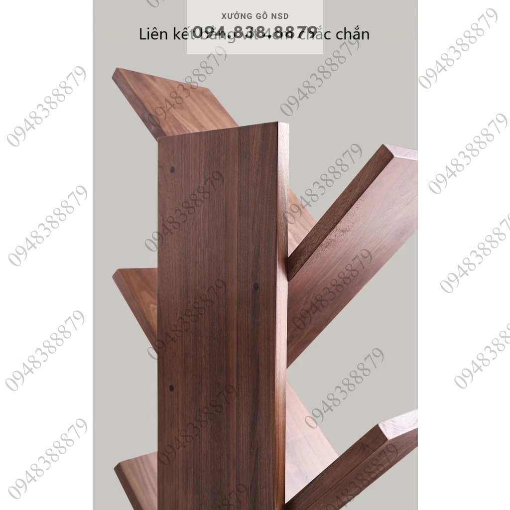 Kệ sách đứng kệ để sàn giá sách hình cây kệ trang trí màu nâu óc chó bền đẹp dễ dàng lắp ráp