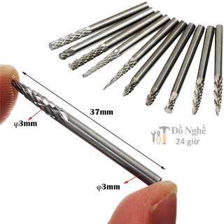 Bộ 20 mũi khắc, mài, làm lũa Vonfram cao cấp 3x3mm