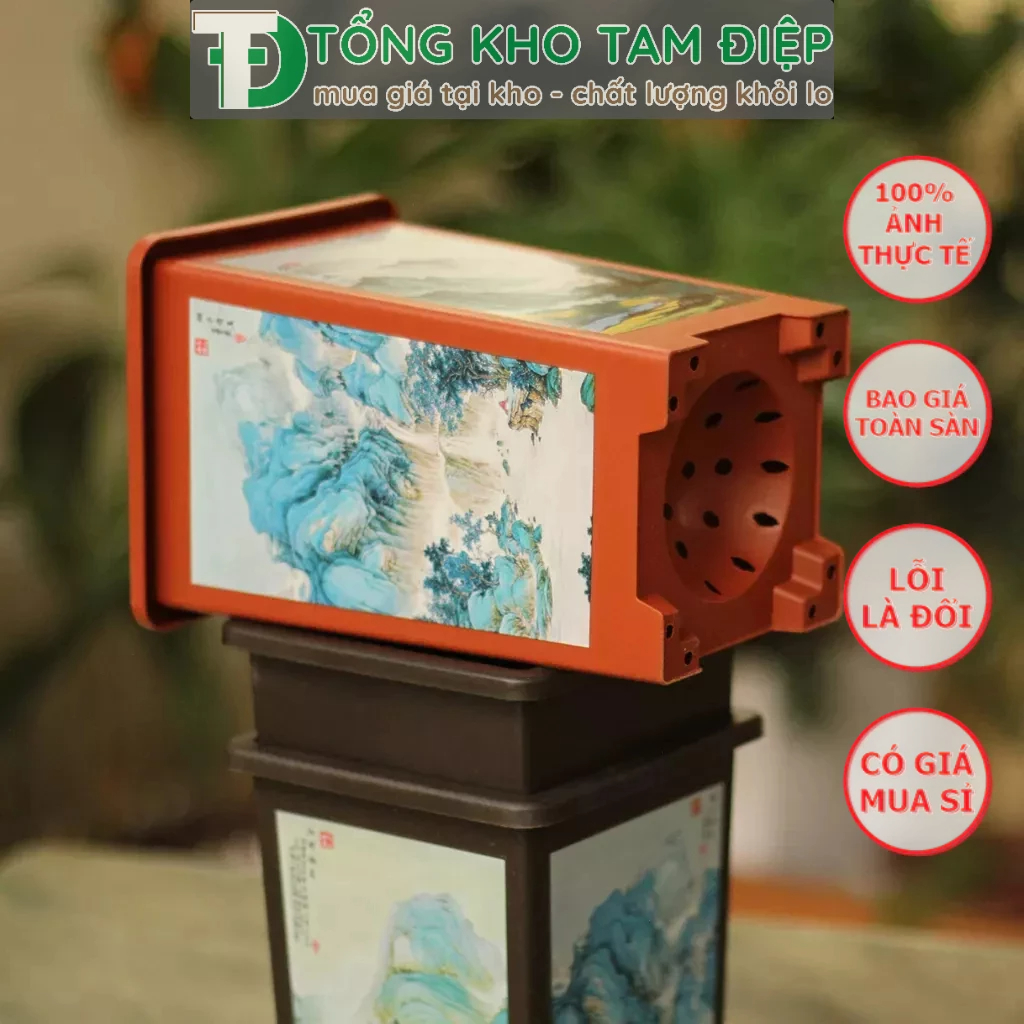 Chậu nhựa giả gốm Phúc Kiến CN96 miệng vuông in hình siêu xinh 3 màu  kích thước 14cmx21,5cmx11cm