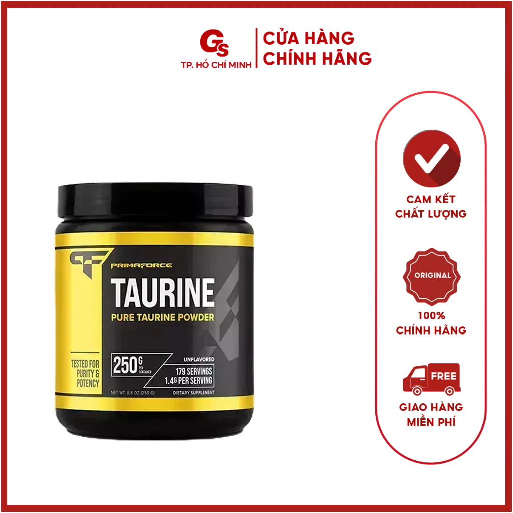 Bột PrimaForce Taurine, 250 Grams (178 Servings) nhập khẩu Mỹ - Gymstore tăng sức bền, phục hồi cơ bắp