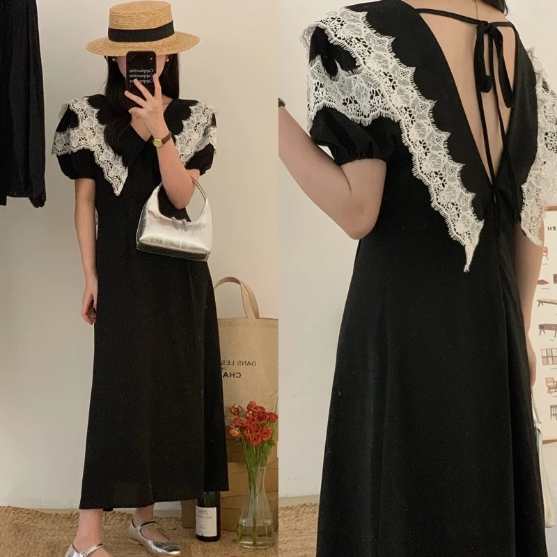 (HÀNG SẴN - HÌNH THẬT) Váy suông midi - Váy dài freesize phối ren cao cấp màu đen