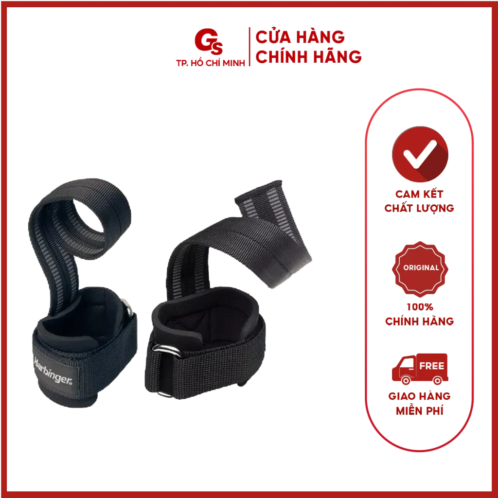 Dây đai kéo lưng Harbinger Big Grip "No-Slip" Pro Lifting Straps - Gymstore cải thiện sức mạnh, sức bền, tăng sức nắm