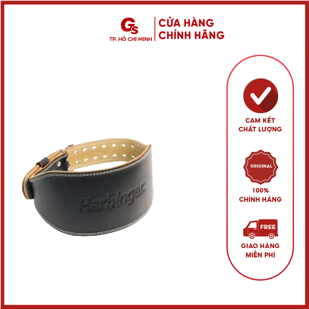 Đai lưng tập gym Harbinger 6" Padded Leather Belt - Gymstore giúp hỗ trợ luyện tập