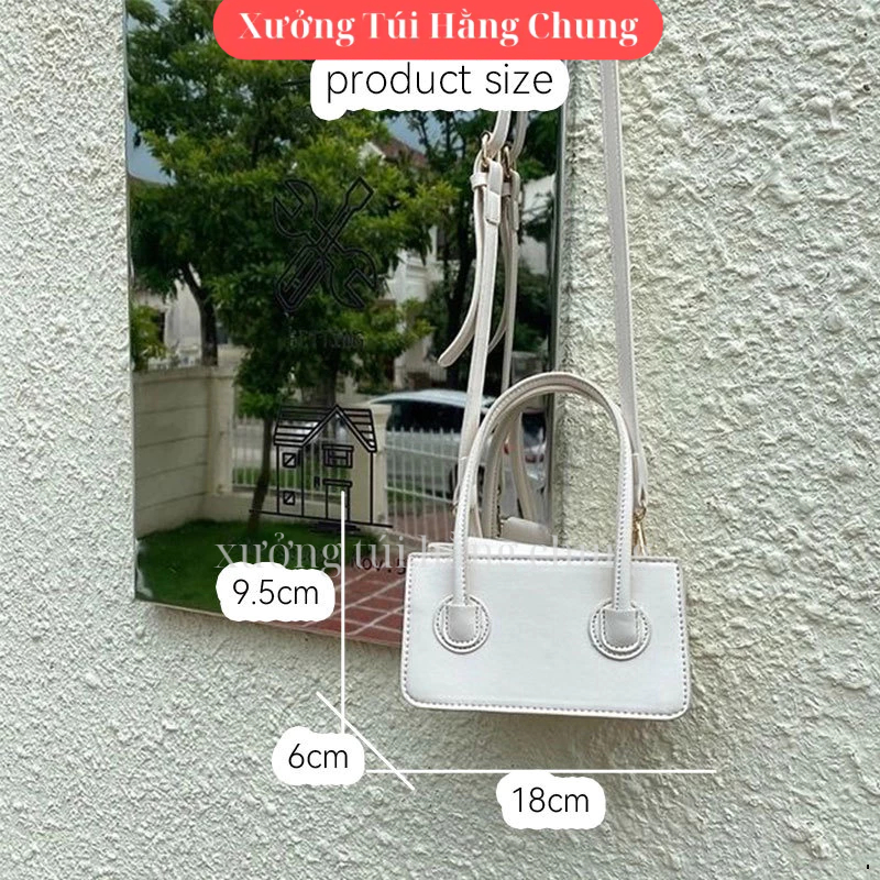 Túi đeo chéo hình vuông 2 quai xách màu hồng trắng bạc mẫu mới thiết kế đơn cho nữ
