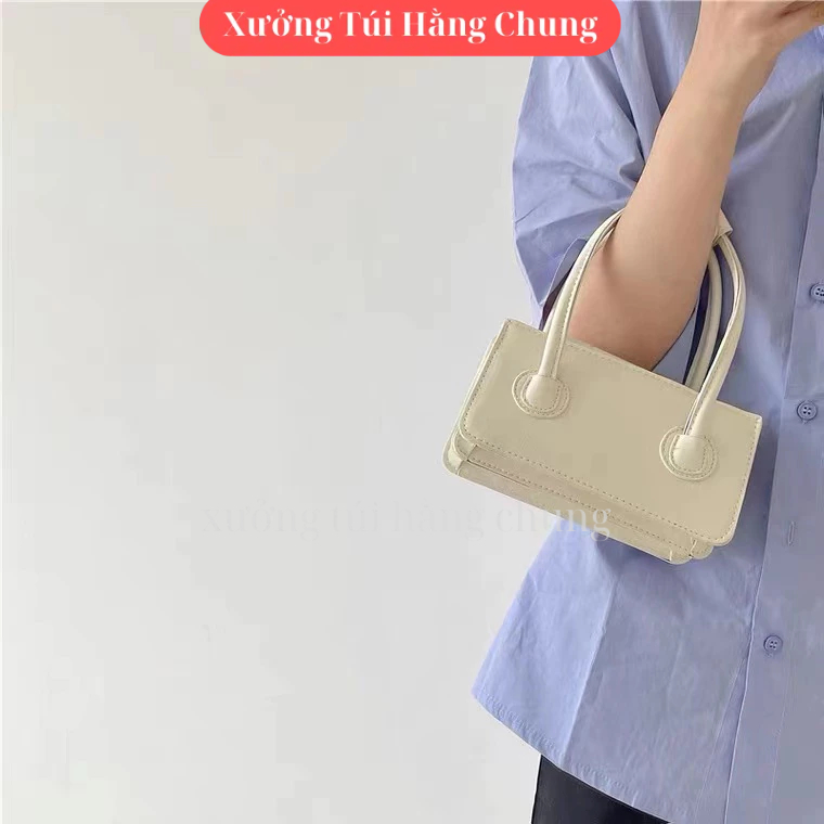 Túi đeo chéo hình vuông 2 quai xách màu hồng trắng bạc mẫu mới thiết kế đơn cho nữ