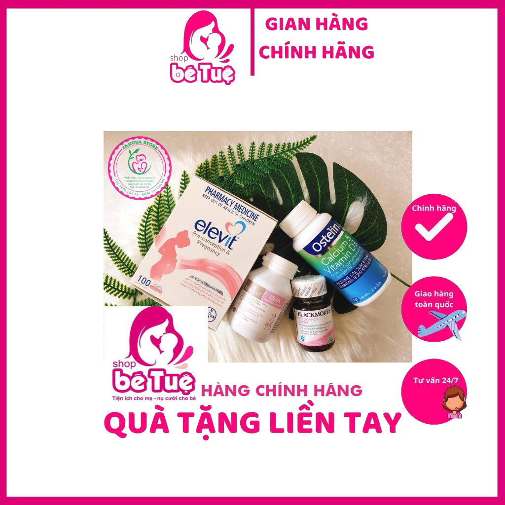COMBO BẦU ÚC - BỘ TỨ VITAMIN ÚC DÀNH CHO BÀ BẦU DATE 2024 (Elevit bầu, Canxi bầu, DHA bầu, Sắt bầu)